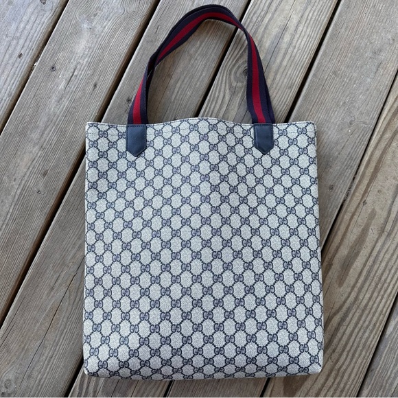 Gucci Vintage Sherry Line Supreme GG Tote Marmont Navy - Picture 5 of 16